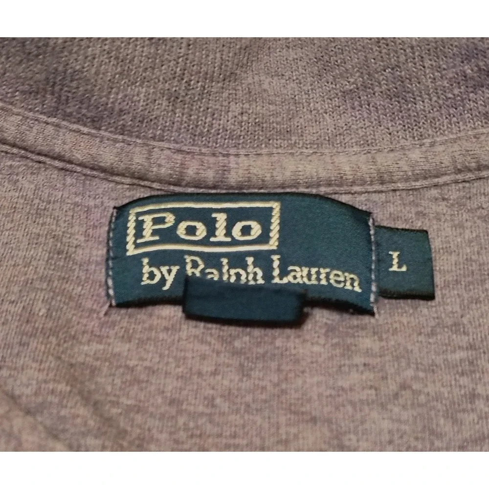 Polo Ralph Lauren Mens Large Purple Quarter Zip Pullover Sweater Orange Pony